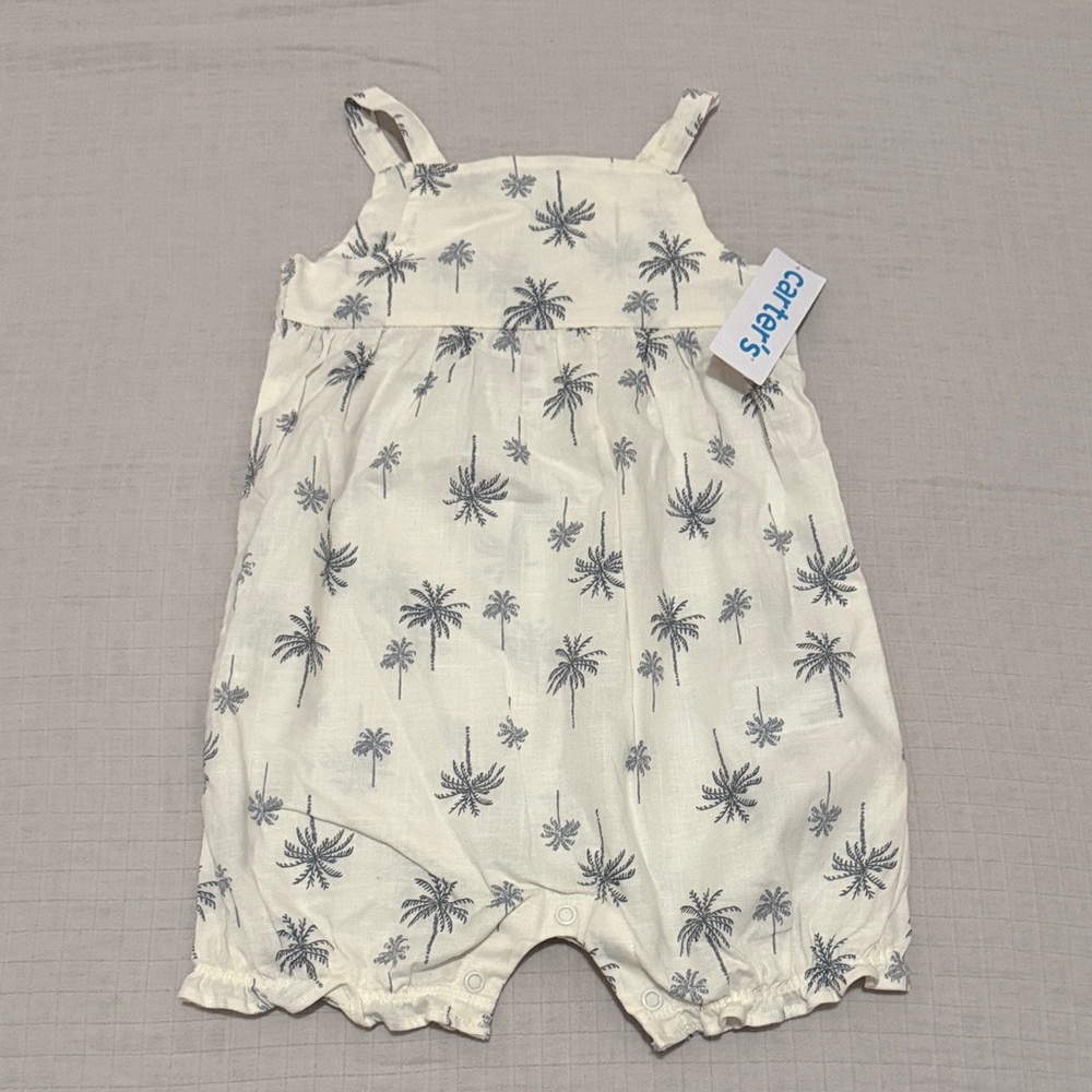 Carter’s Baby Girl Palm Tree Cotton Romper | 24M | NWT